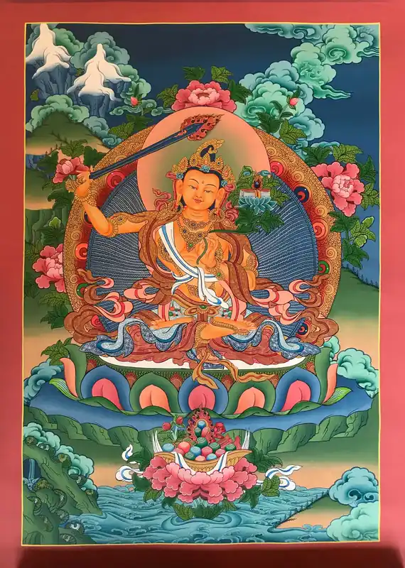 Thangka tibétain de Manjushri