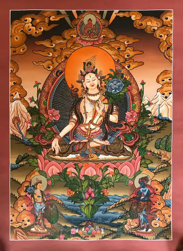 Thangka tibétain de la Déesse Tara Blanche