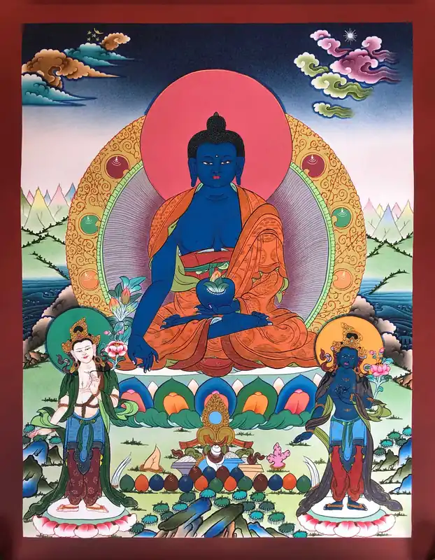 Thangka tibétain du Bouddha de Médecine