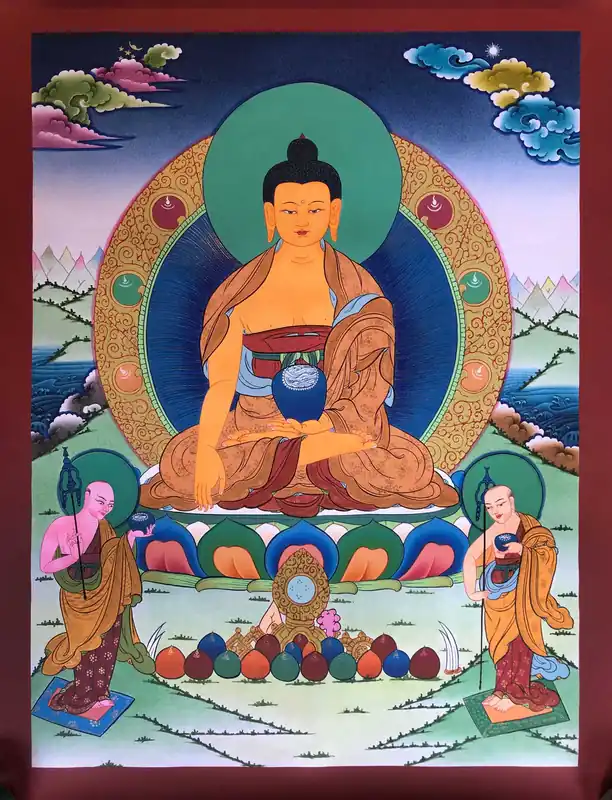 Thangka tibétain de Shakyamuni Bouddha