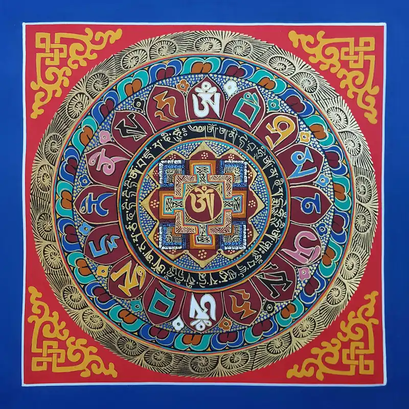 Om Mandala with Om Mane Padme Hum Mantra