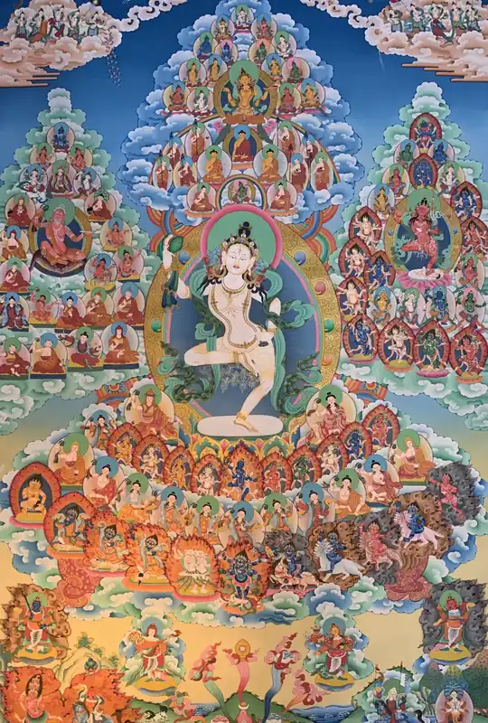 Peinture thangka de l’arbre généalogique de la lignée Cho