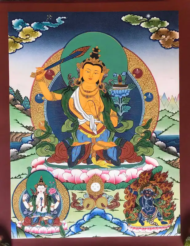 Manjushri avec Vajrapani – Art traditionnel