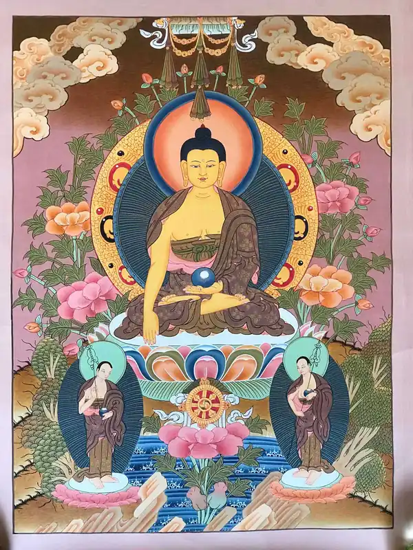 Peinture d’art Thangka du Bouddha Shakyamuni