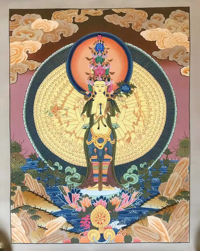 Thangka tibétain d’Avalokiteshvara