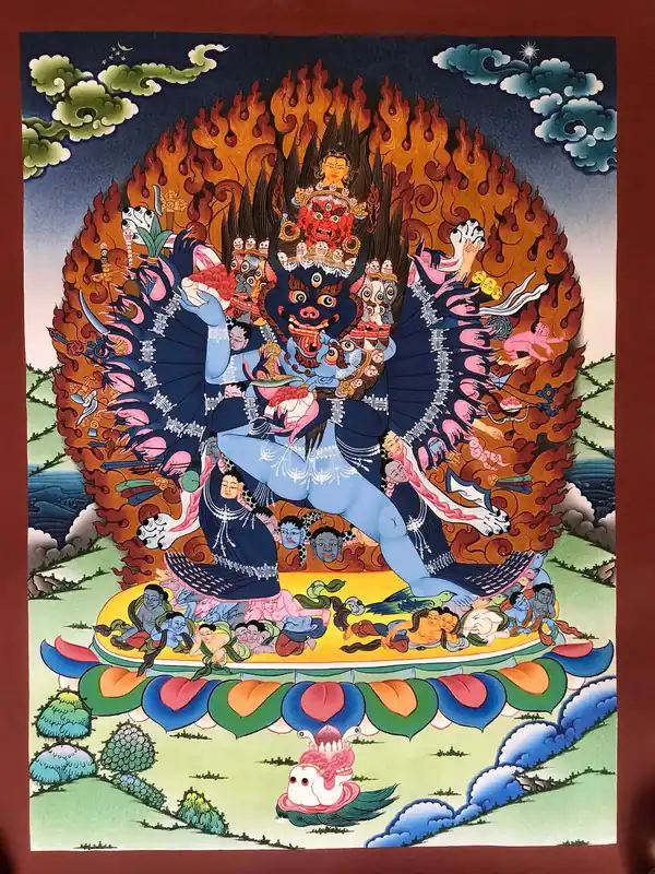 Thangka traditionnel de Yamantaka