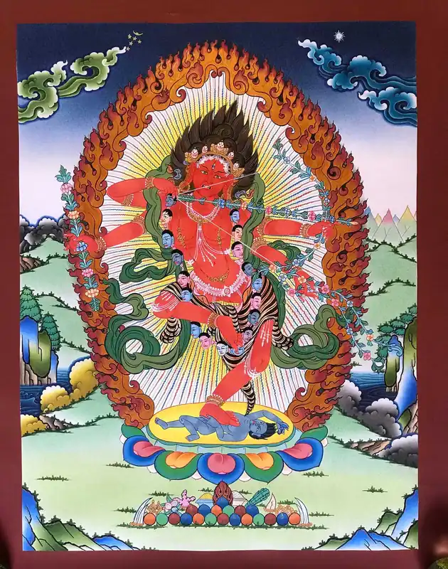 Thangka tibétain de Tara Rouge