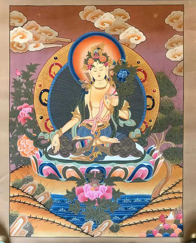 Thangka de la Déesse Tara Blanche