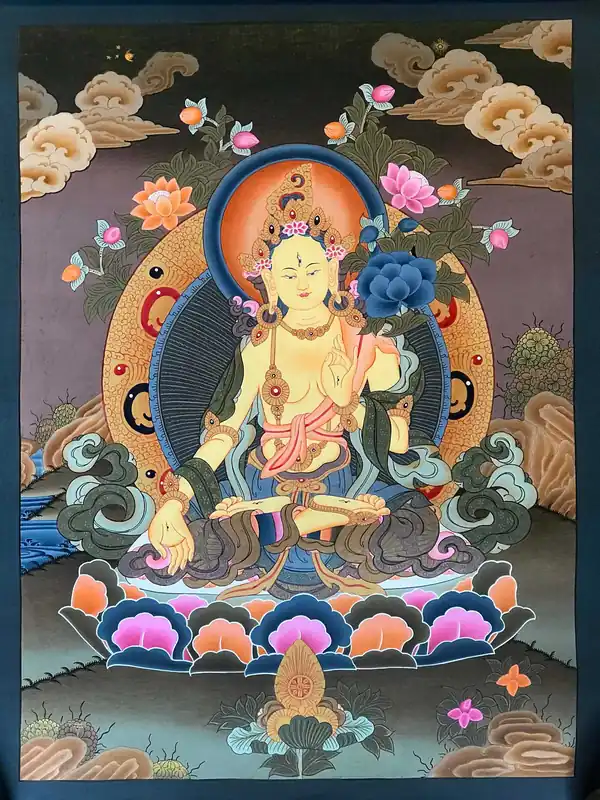 Thangka de méditation de la Déesse Blanche Tara