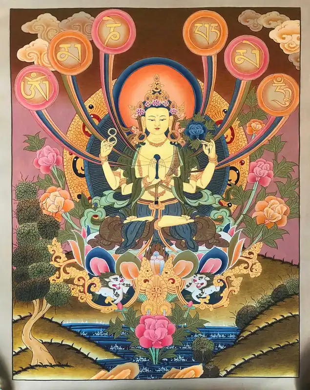 Thangka d’Avalokiteshvara Chenrezig