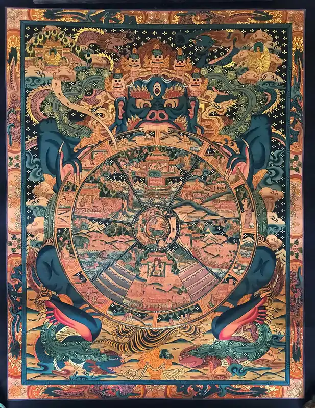 Thangka tibétain de la Roue de la Vie