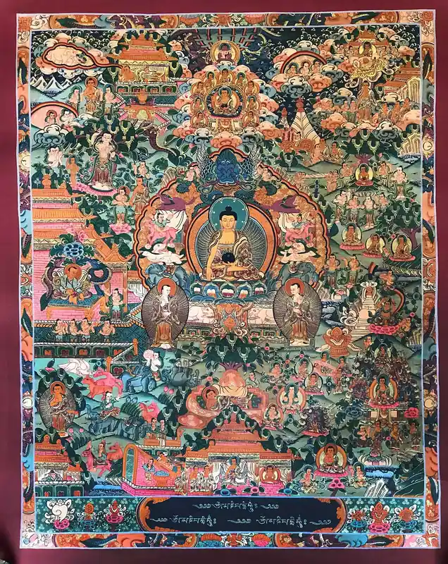 Les 12 Actes du Bouddha Thangka