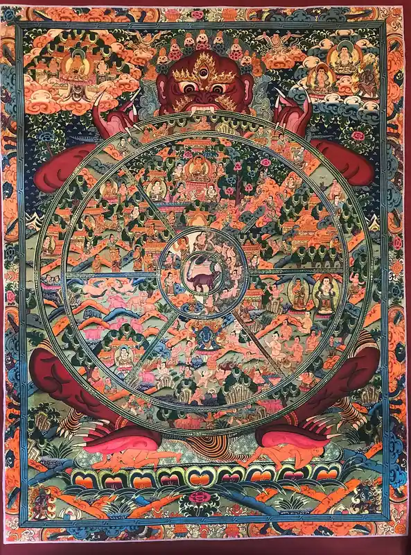 Roue de l’existence – Thangka tibétain