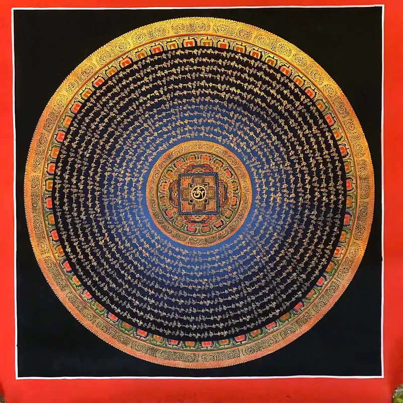Le Mandala traditionnel du mantra Om en tibétain