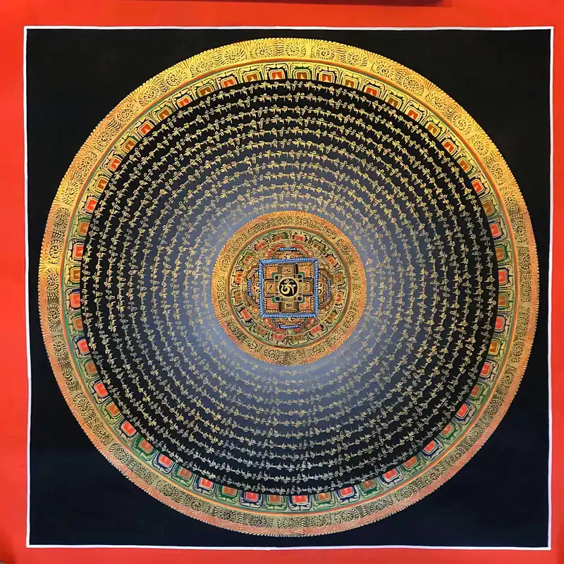 Art traditionnel tibétain du Mandala Om Mantra