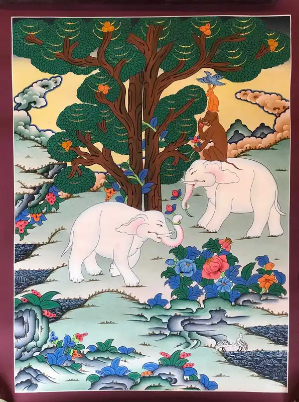 Peinture des Quatre Amis Harmonieux