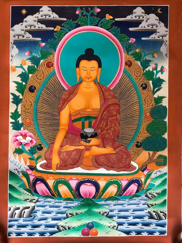Peinture tibétaine du Bouddha Shakyamuni