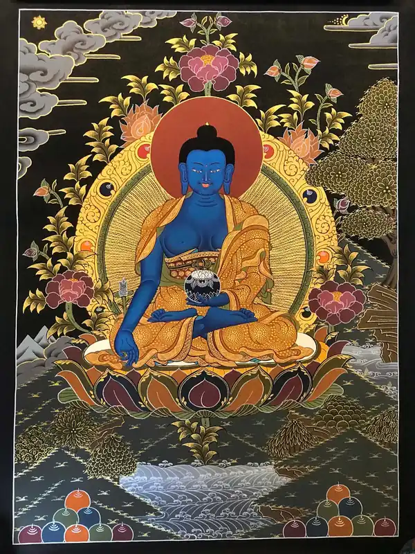 Peinture du Bouddha de la Médecine tibétaine