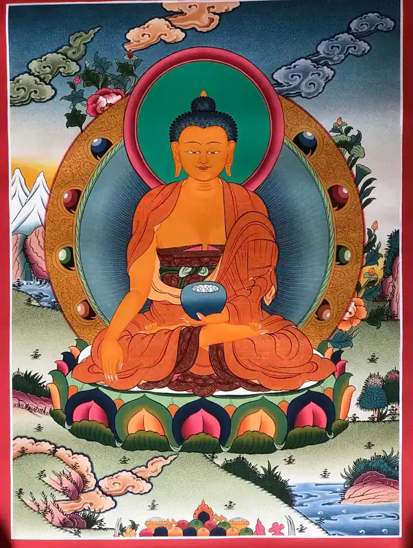Peinture Thangka du Bouddha Shakyamuni