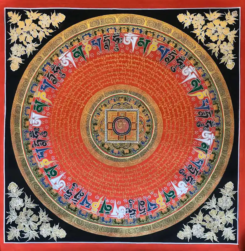 Om Peinture Mandala Tibétaine