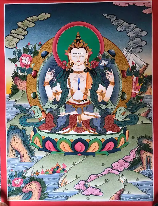 Méditation de Chenrezig Thangka