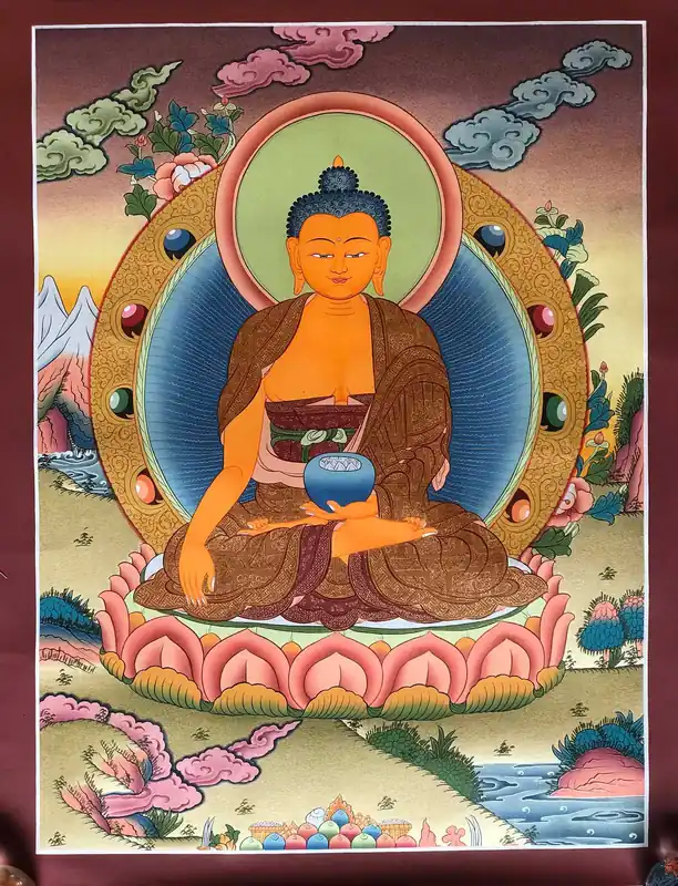 Peinture d’art du Bouddha Shakyamuni tibétain