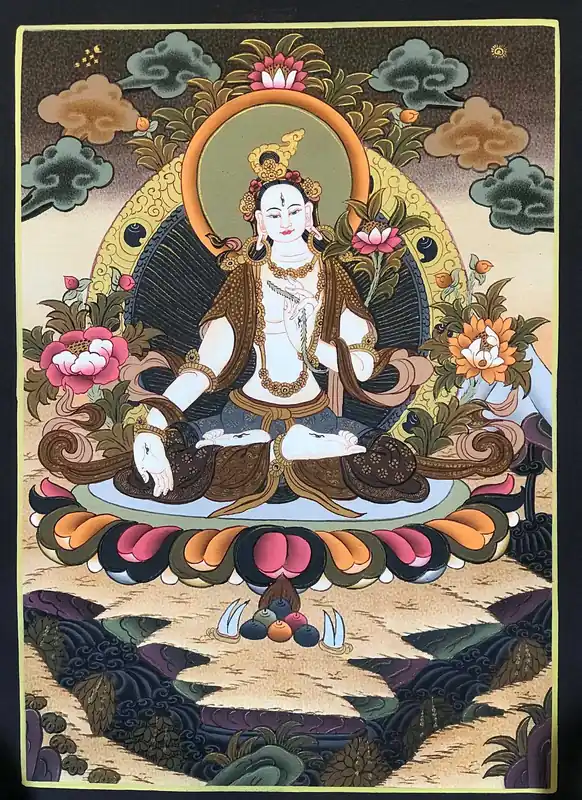 Thangka de la Tara Blanche pour la Méditation