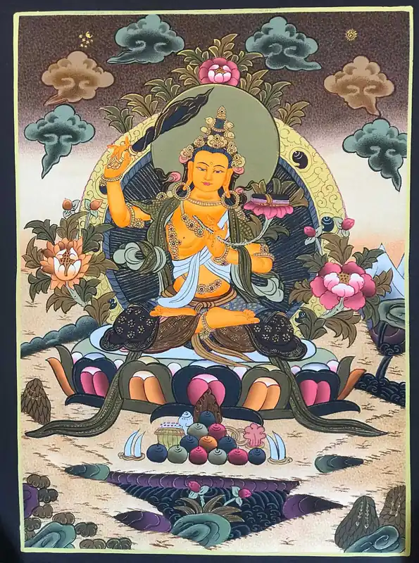 Peinture Thangka bouddhiste de Manjushri