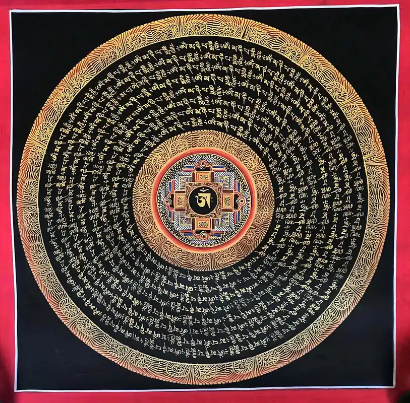 Peinture de mandala tibétain du mantra Om.
