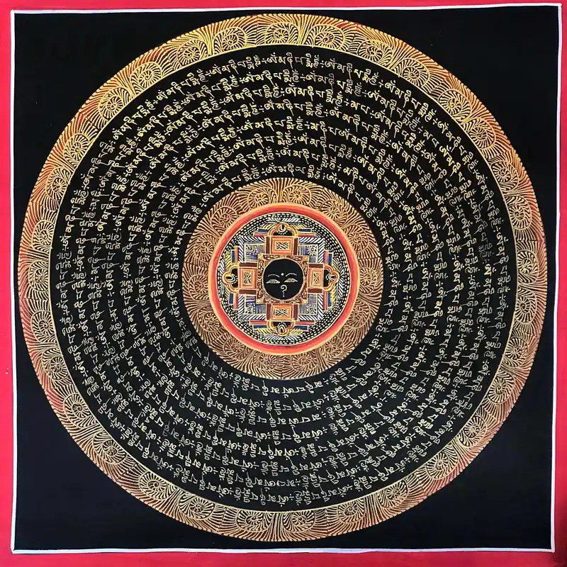 Mantra Mandala tibétain avec l’œil de Bouddha