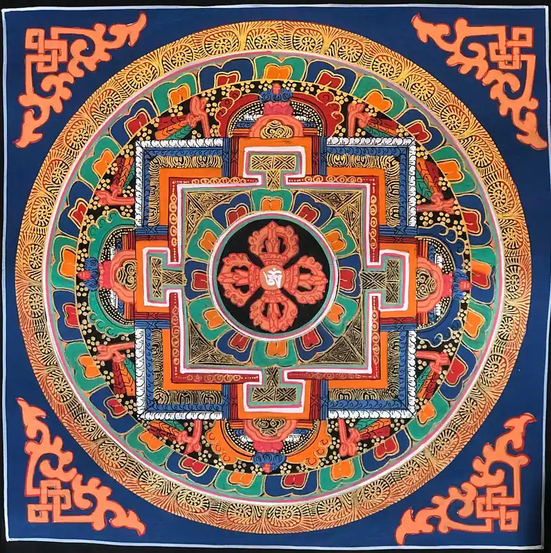 Le mandala tibétain avec le double dorje