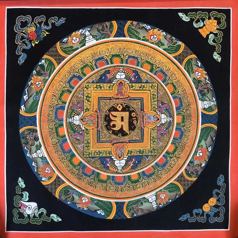 Om Mani Padme Hum Art Mandala Tibétain