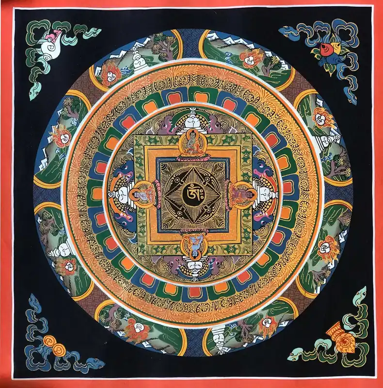 Le mandala tibétain avec Om au centre