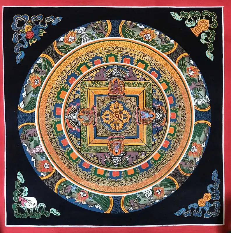 Double Dorje Mandala Thangka Tibétain