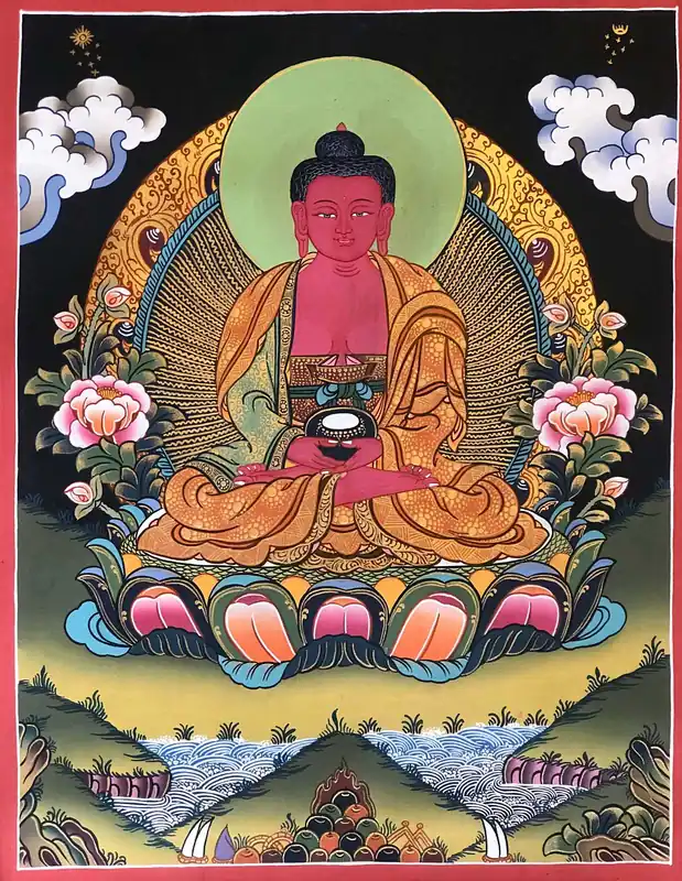 Thangka tibétain d’Amitabha Bouddha