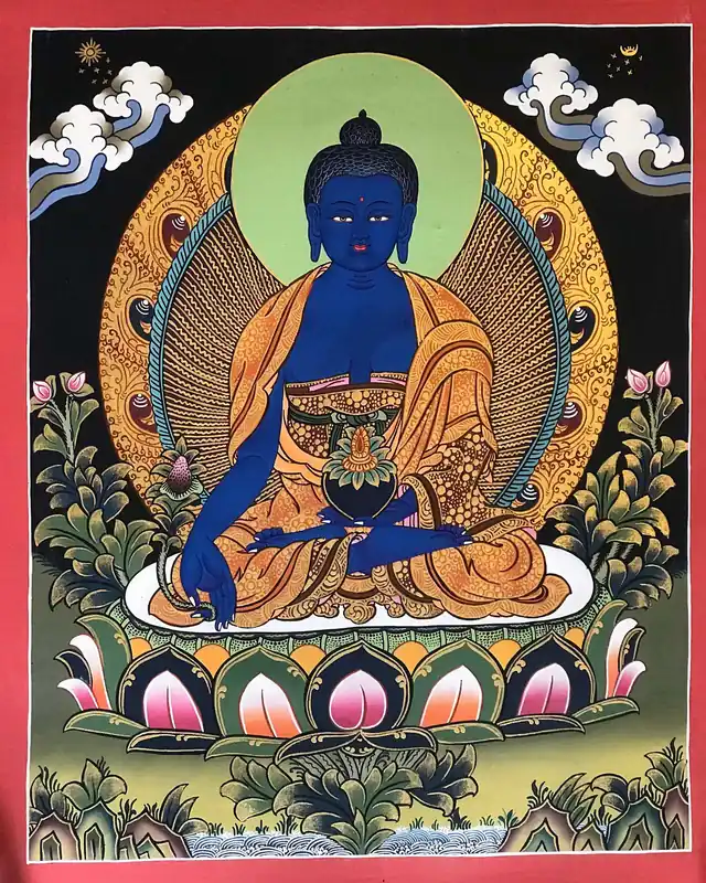 Thangka du Bouddha de la Médecine tibétaine