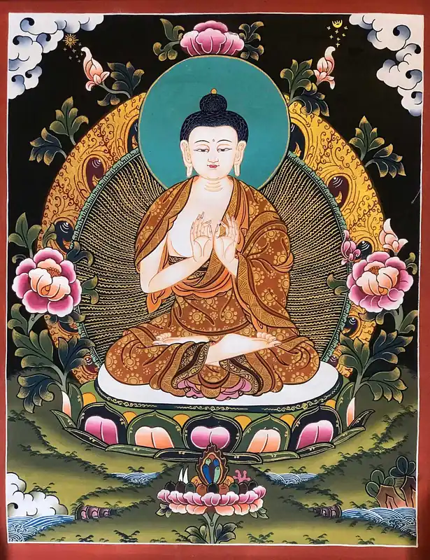 Thangka tibétain de Bouddha Vairocana