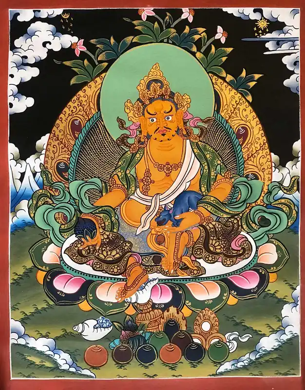 Thangka tibétain de Jambala Jaune
