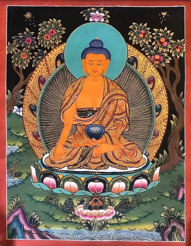 Thangka bouddhiste de Shakyamuni Bouddha