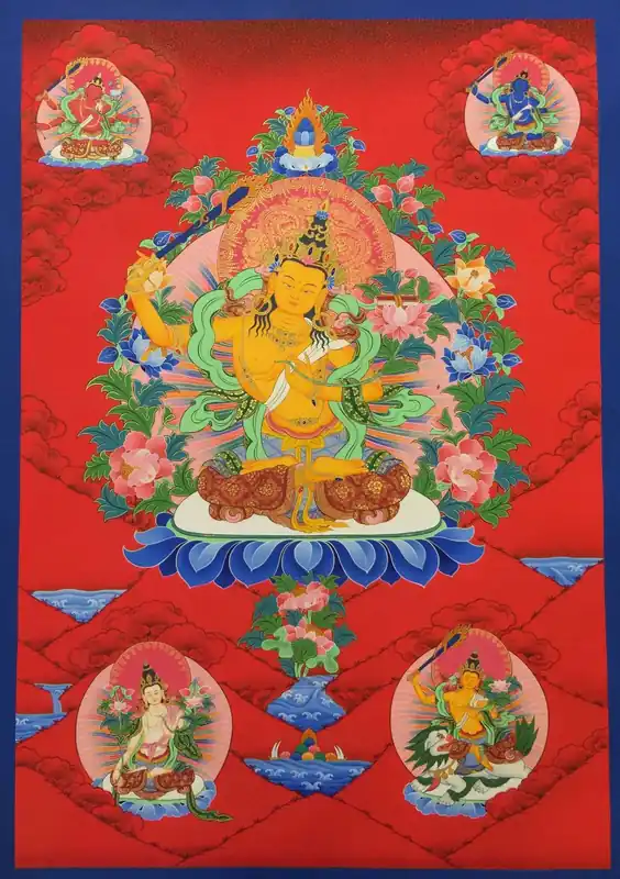 Thangka bouddhiste de Pancha Manjushree