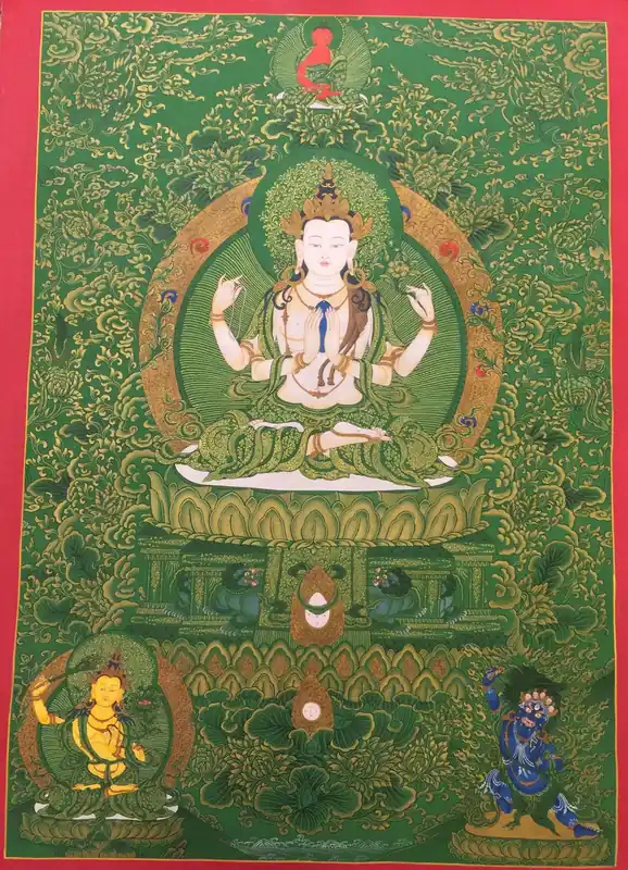 Chenrezig avec Vajrapani Peinture Thangka Art