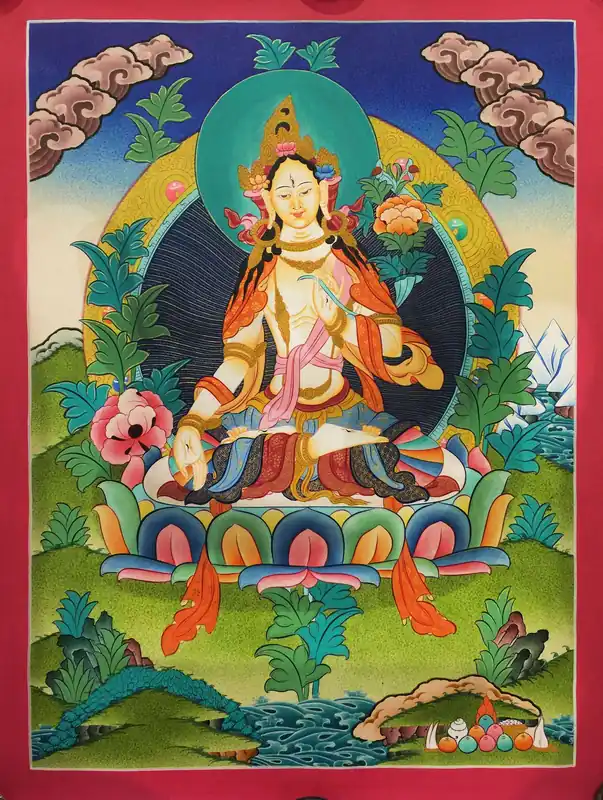Thangka tibétain de Tara Blanche – Bouddha féminin