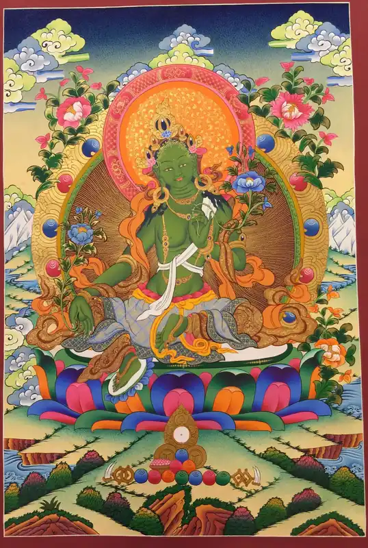 Art rituel de Thangka de Tara Verte