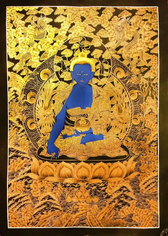 Peinture d’art du Bouddha de Médecine tibétain