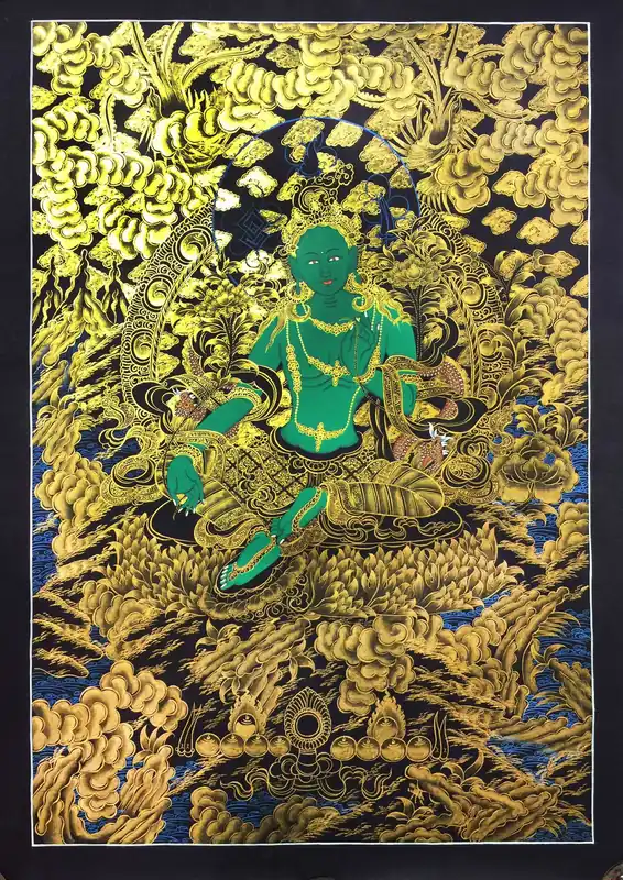 Peinture rituelle de Thangka de Tara Verte