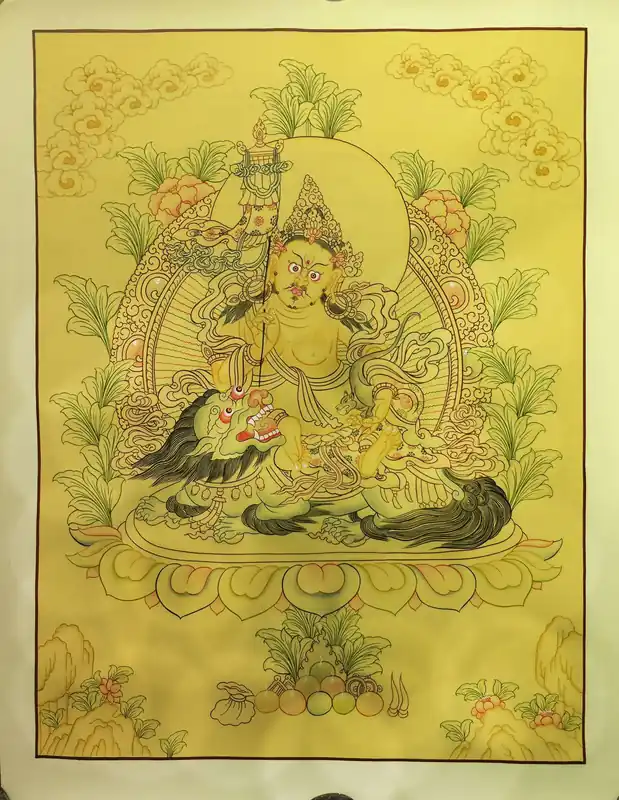 Thangka tibétain de Dzambala Jaune