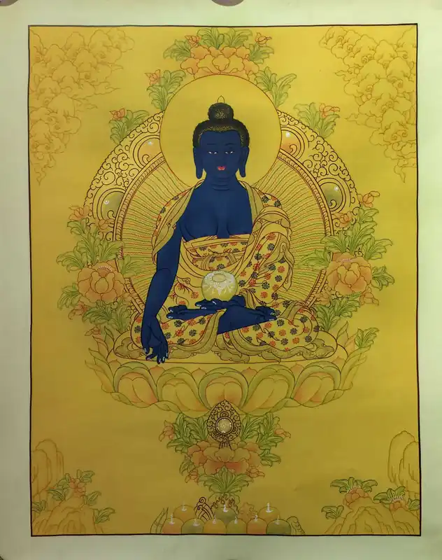 Peinture Thangka du Bouddha de Médecine