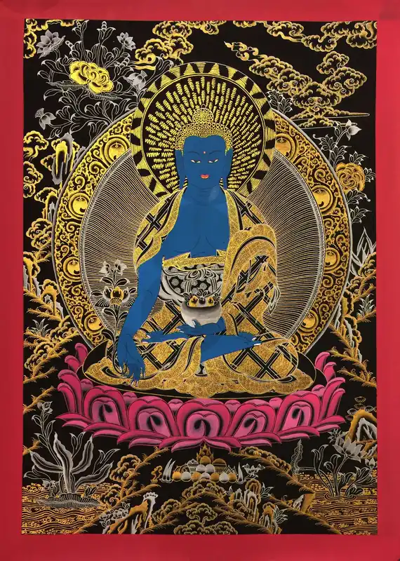 Thangka bouddhiste de Bouddha de Médecine