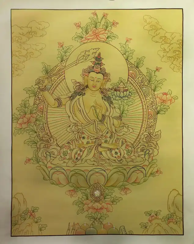 Thangka tibétain de l’art de Manjushri