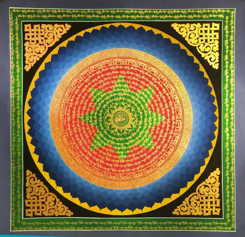 Peinture de Mandala du Mantra du Lotus Tibétain